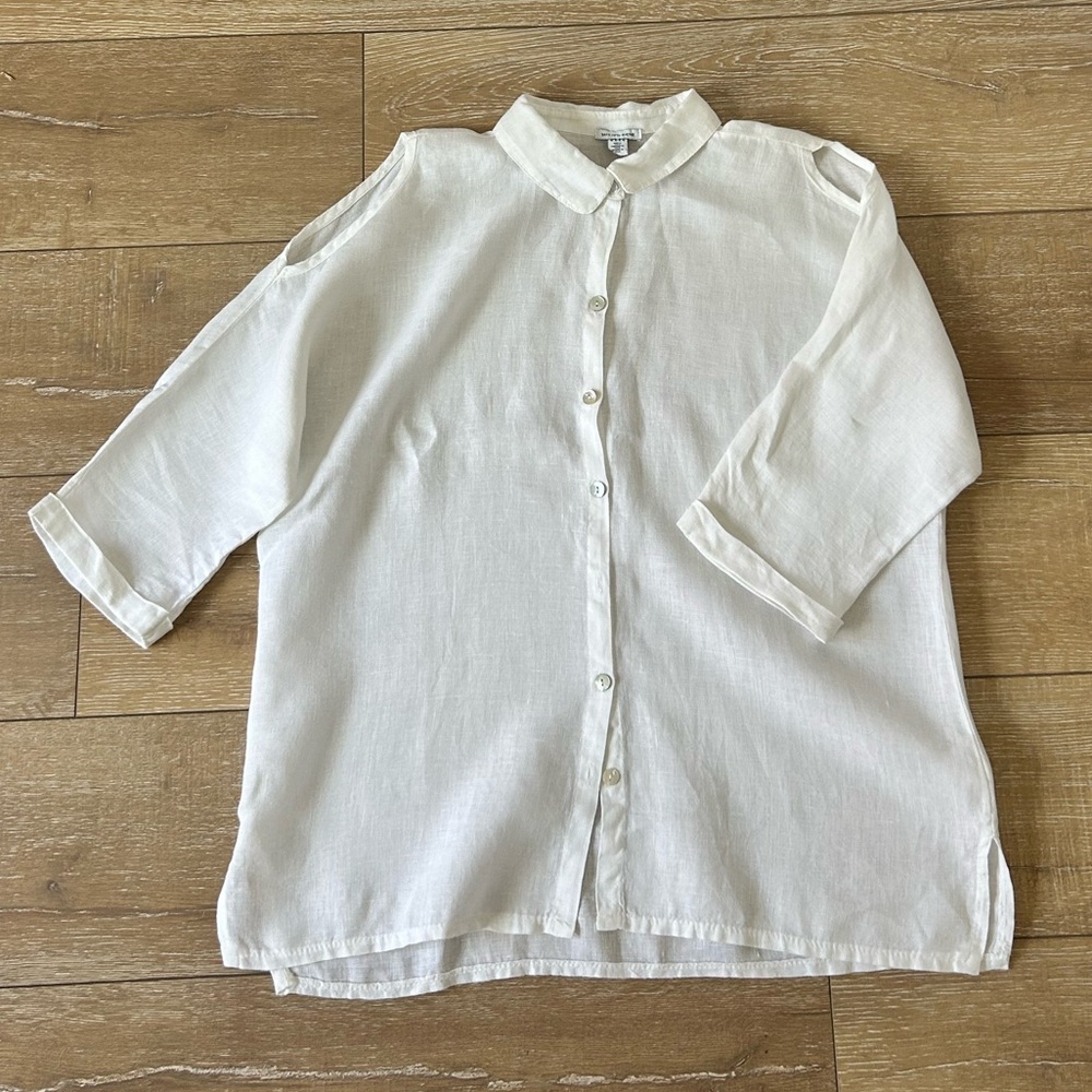 Saks Fifth Avenue White Linen Blouse - M